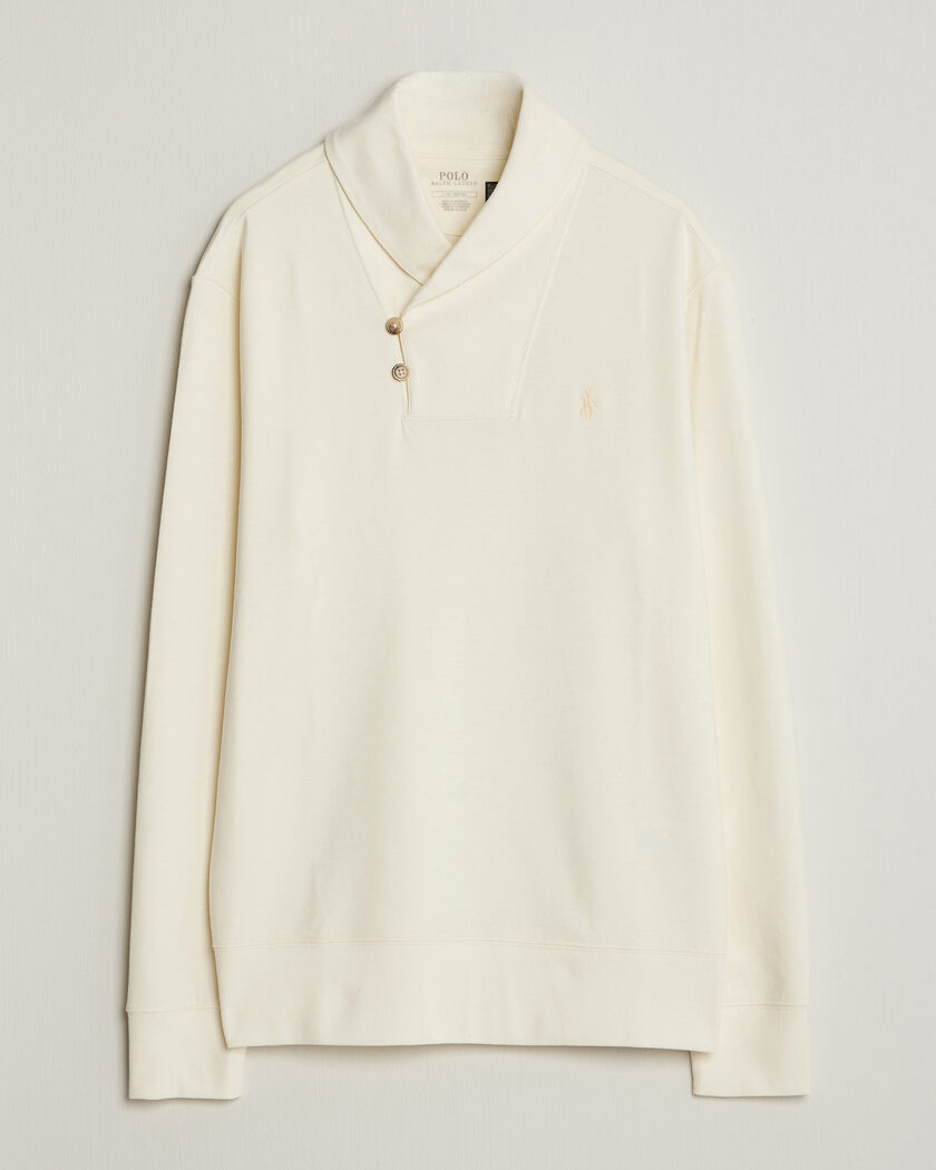 Polo Ralph Lauren Double Knitted Shawl Collar Sweater Pale Cream – Vit
