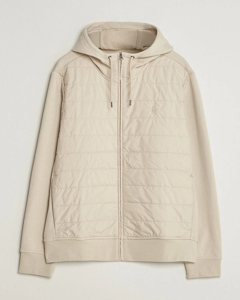 Polo Ralph Lauren Double Knitted Jaquard Full Zip Hoodie Stoneware Grey – Grå