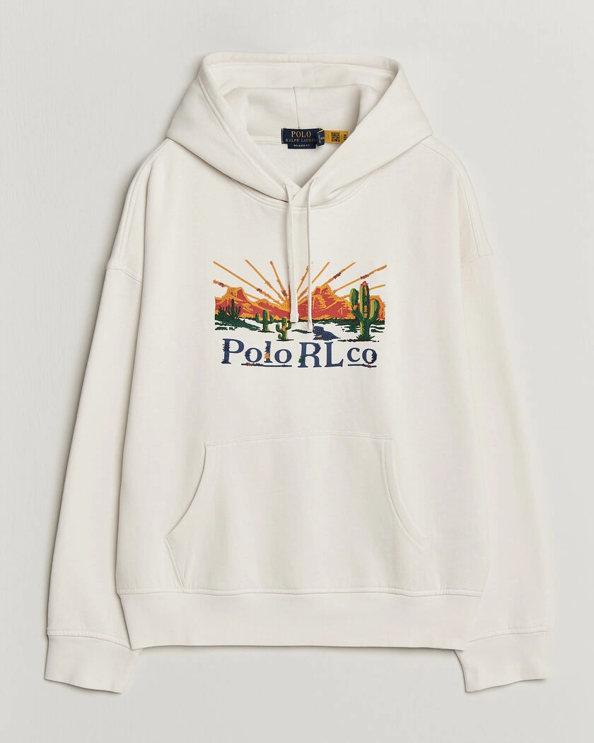 Polo Ralph Lauren Printed Fleece Hoodie Nevis – Vit
