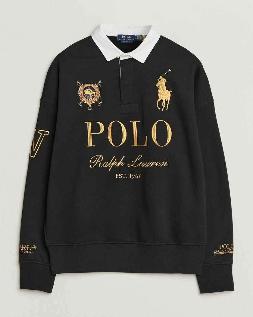 Polo Ralph Lauren Magic Fleece Printed Sweatshirt Polo Black – Svart