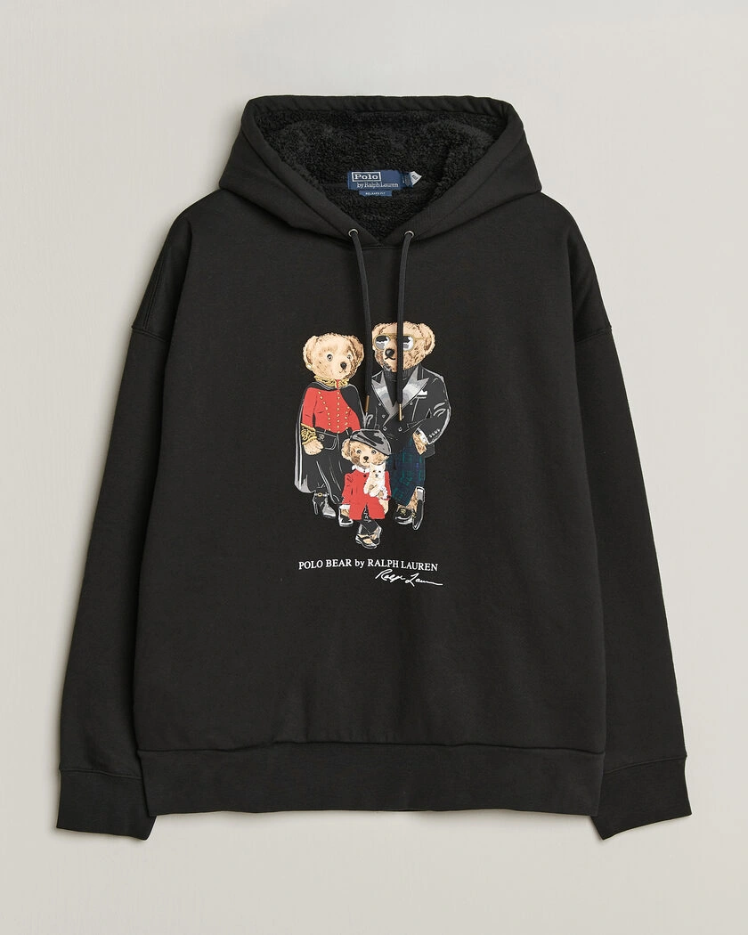 Polo Ralph Lauren Magic Fleece Bear Hoodie Polo Black – Svart