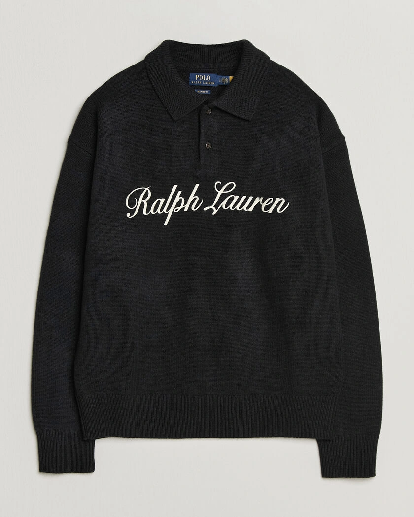 Polo Ralph Lauren Wool/Alpaca Rugby Sweater Polo Black – Svart