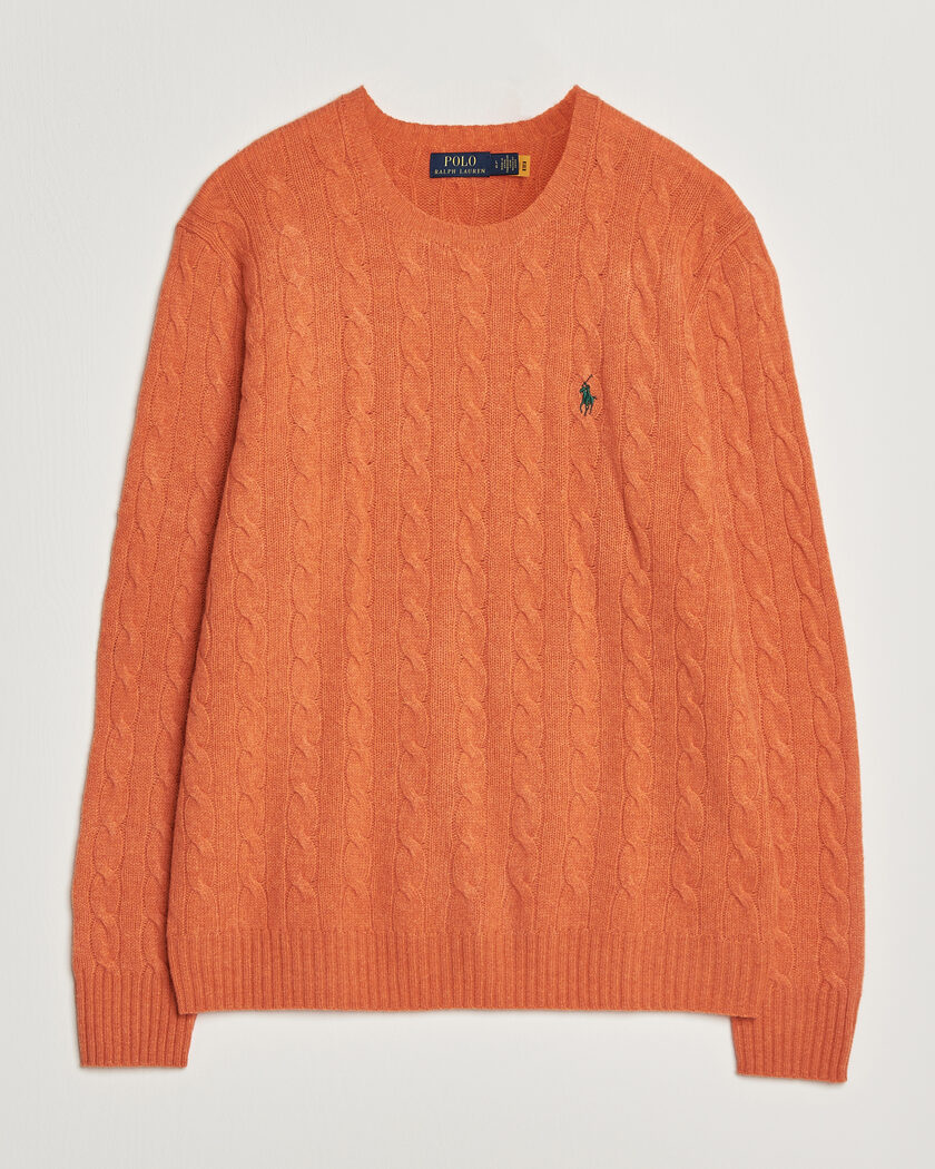 Polo Ralph Lauren Wool/Cashmere Cable Crew Neck Orange Jasper Heather – Orange