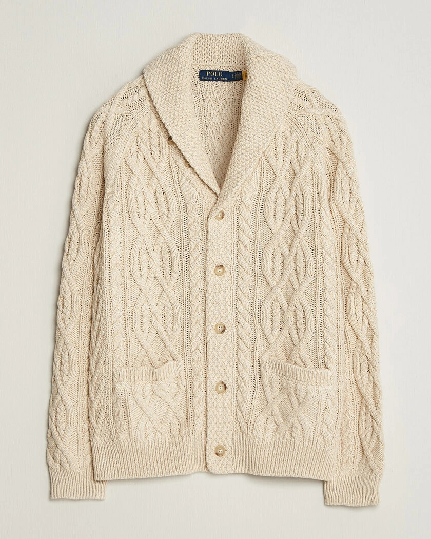 Polo Ralph Lauren Cotton Marl Cardigan Oatmeal Combo – Vit