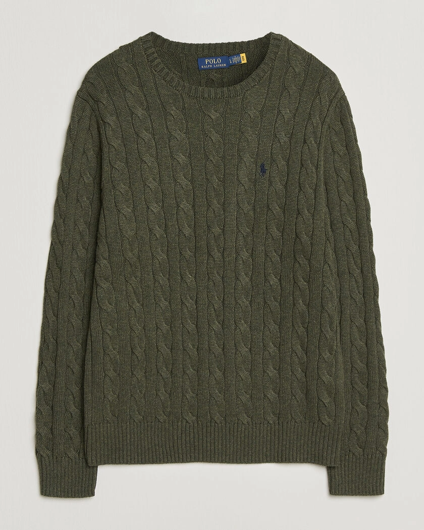 Polo Ralph Lauren Cotton Cable Pullover  Olive Shrub Heather – Grön