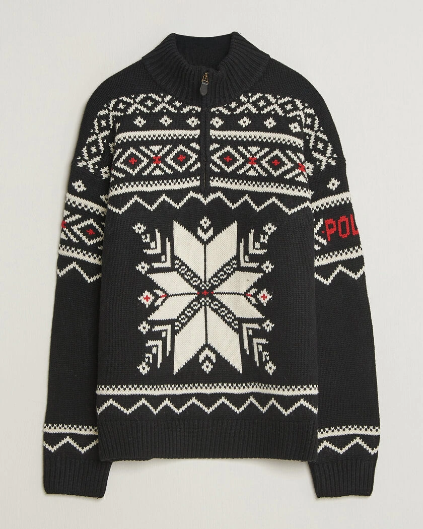 Polo Ralph Lauren Wool Cotton Blend Sweater Black Combo – Svart