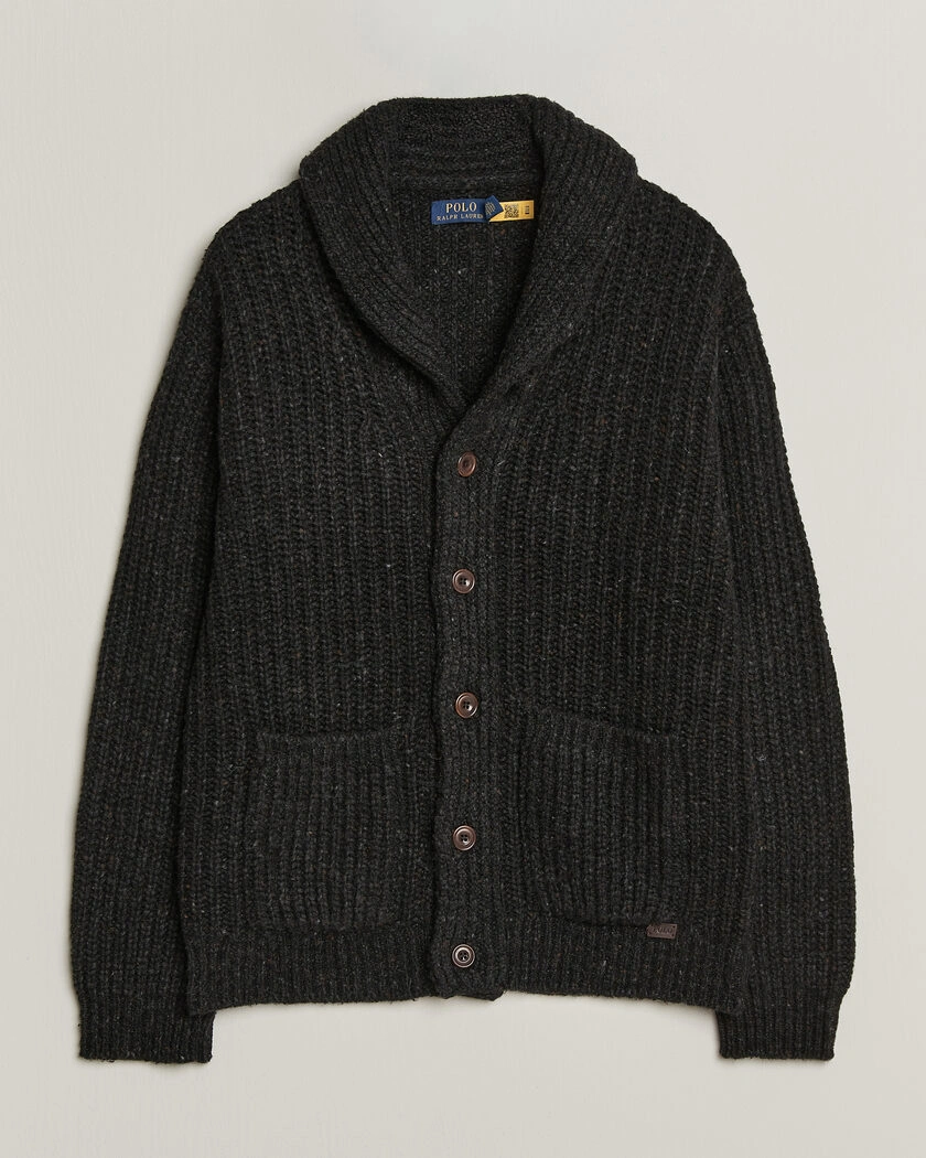 Polo Ralph Lauren Wool Blend Shawl Collar Cardigan Black Marl – Svart