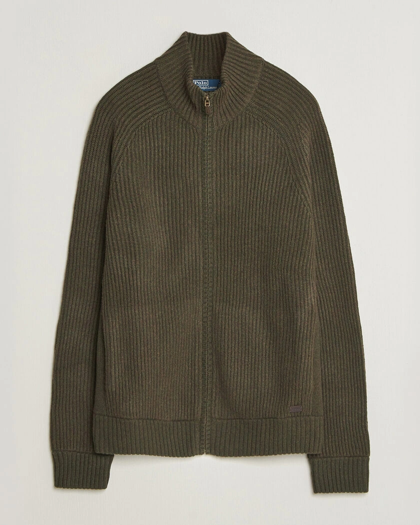 Polo Ralph Lauren Wool/Cashmere Full-Zip Ekanite Olive Heather – Grön