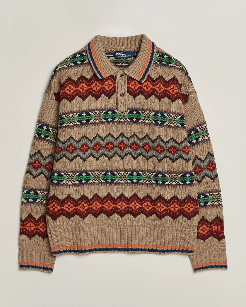 Polo Ralph Lauren Litchfield Wool Blend Sweater Tan Multi – Flerfärgad