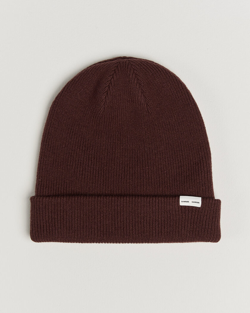 Samsøe Samsøe The Wool Beanie Bitter Chocolate – Röd