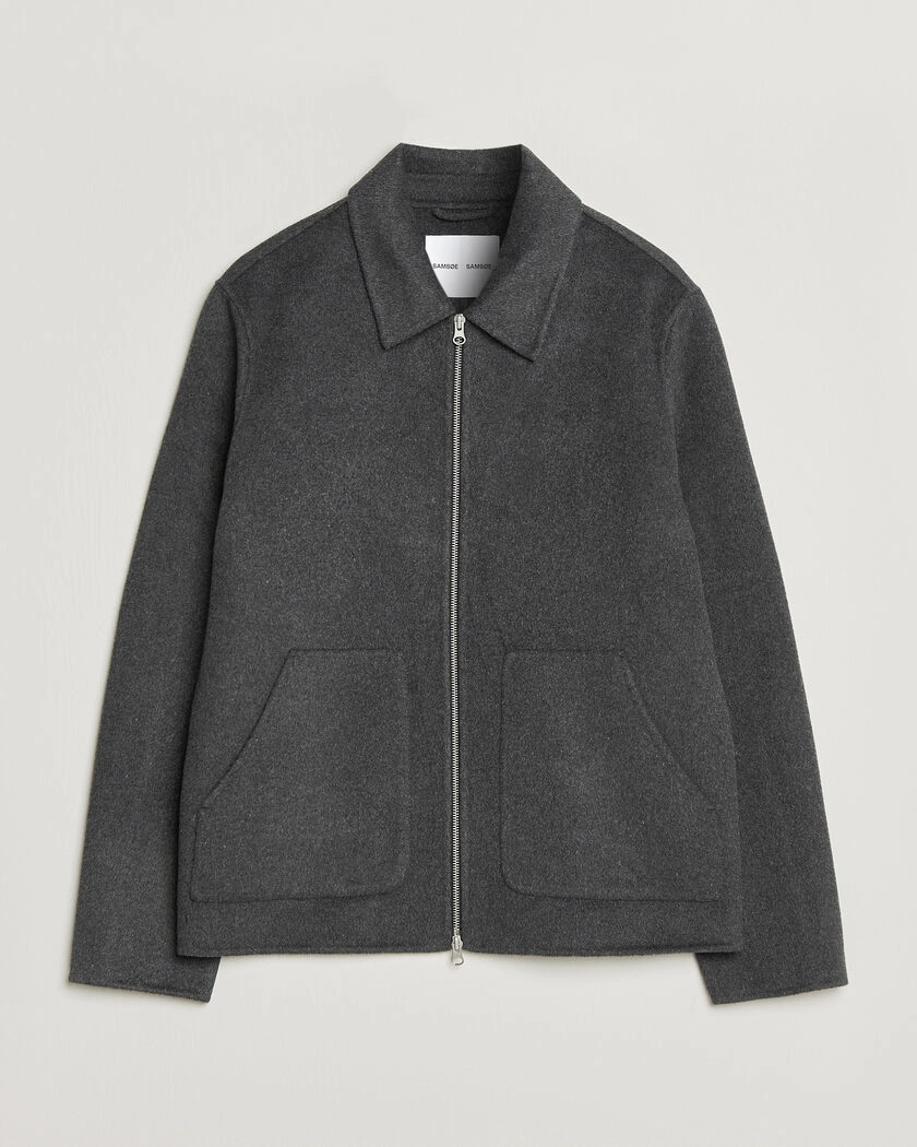 Samsøe Samsøe Paulo Wool Shirt Jacket Dark Grey Melange – Grå