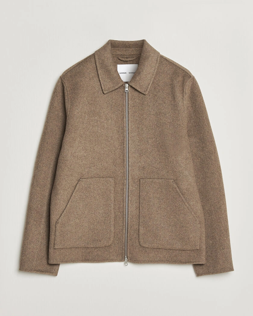 Samsøe Samsøe Paulo Wool Shirt Jacket Lead Gray Melange – Beige