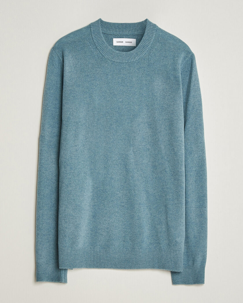 Samsøe Samsøe Isak Knitted Crew Neck Stormy Sea – Blå