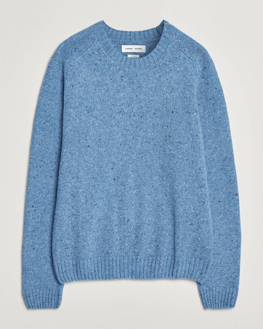 Samsøe Samsøe Nate Donegal Wool Knitted Striped Sweater Cyaneus – Blå