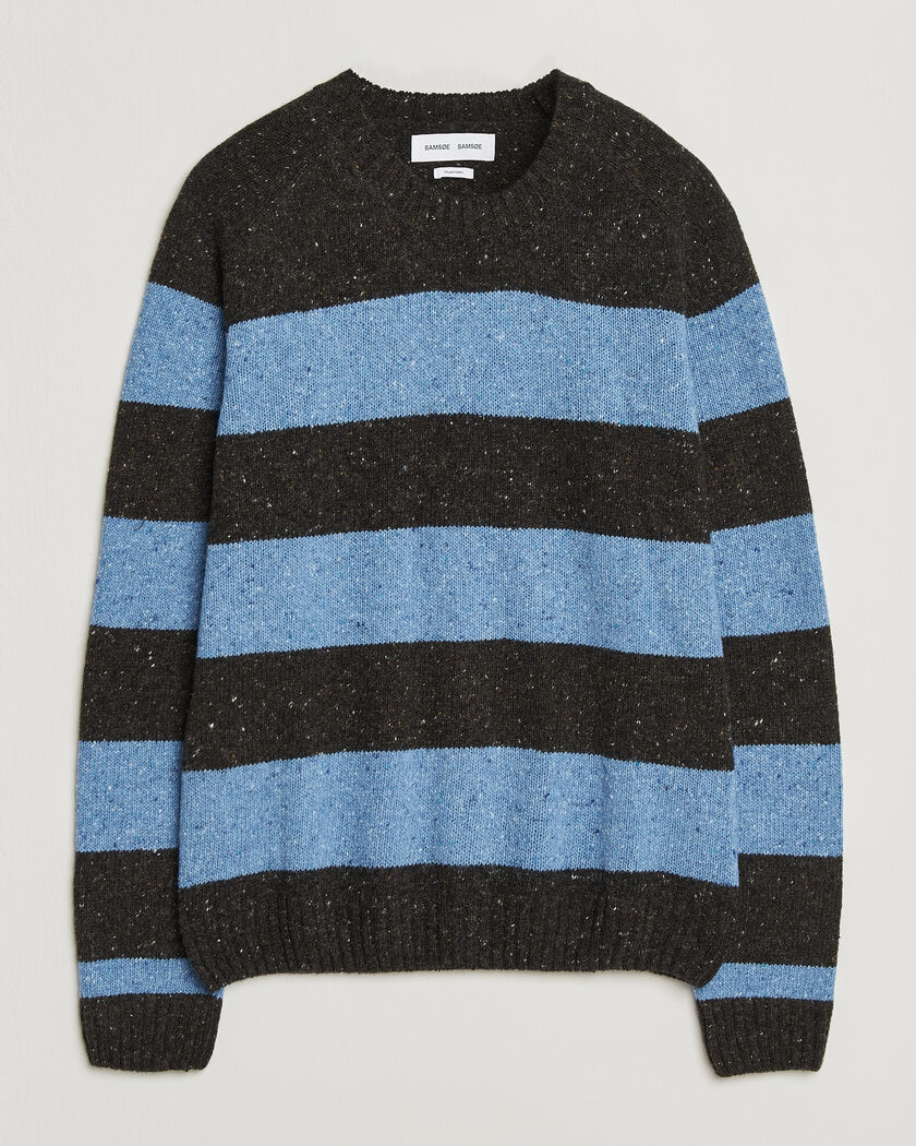 Samsøe Samsøe Nate Donegal Wool Knitted Striped Sweater Brown/Blue – Flerfärgad
