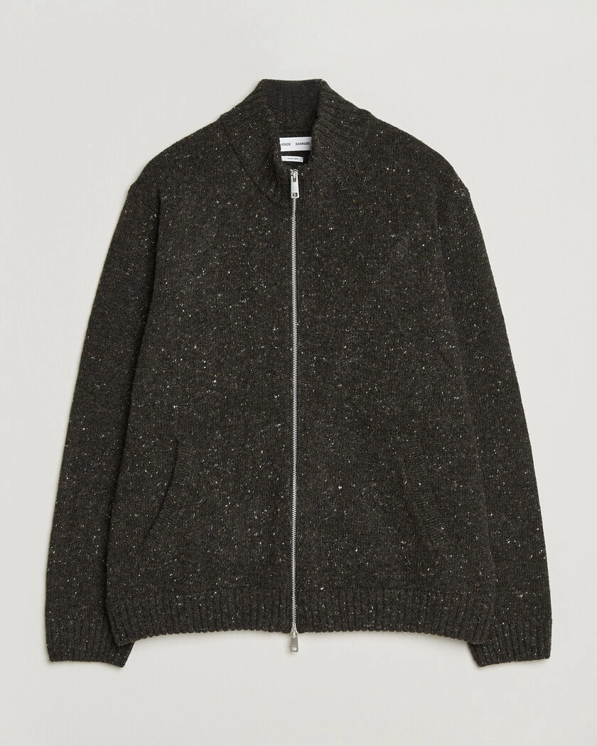 Samsøe Samsøe Nate Donegal Wool Knitted Full Zip Delicioso – Brun