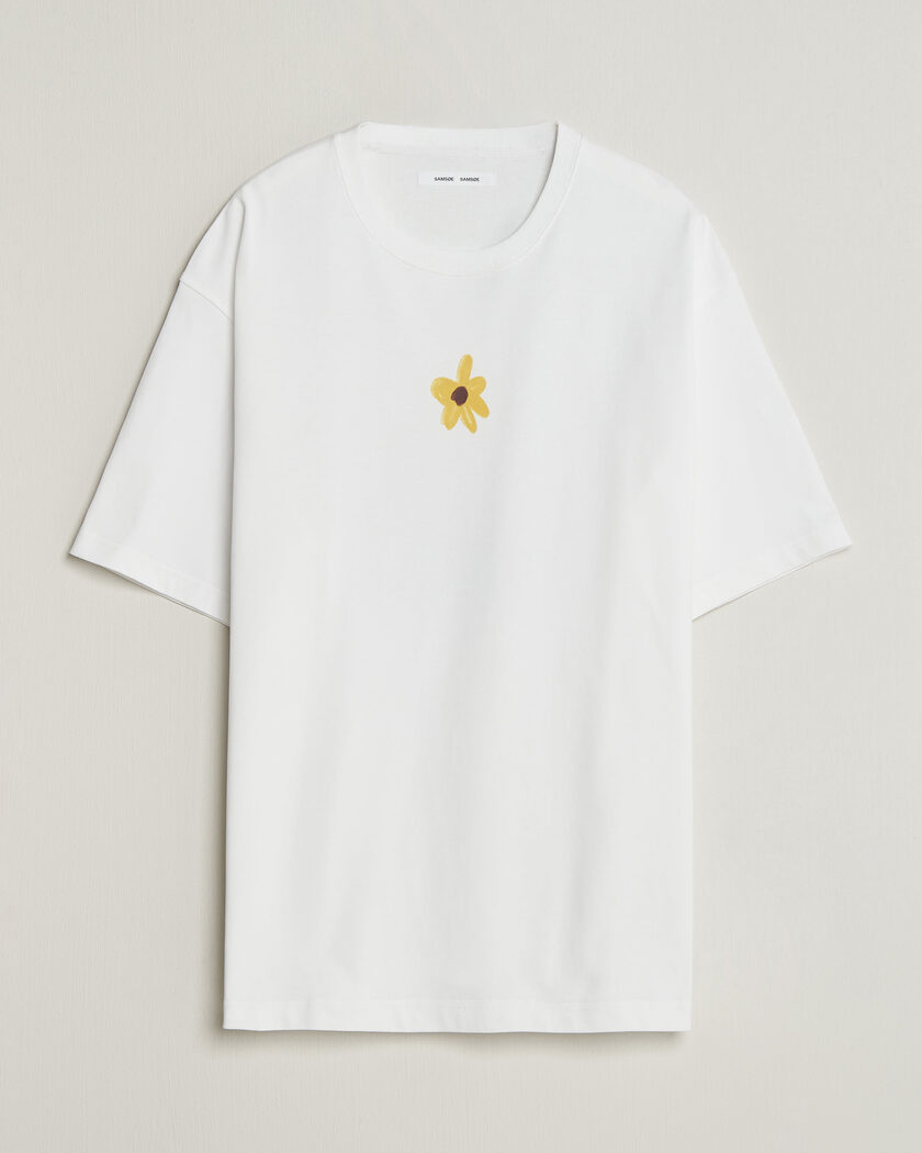 Samsøe Samsøe Giles Printed Crew Neck T-Shirt White Flowers – Vit