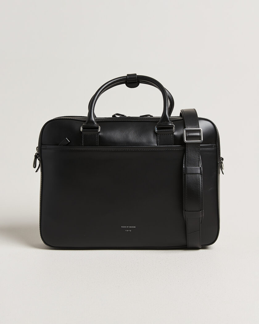 Tiger of Sweden Burin Smooth Leather Briefcase Black – Svart