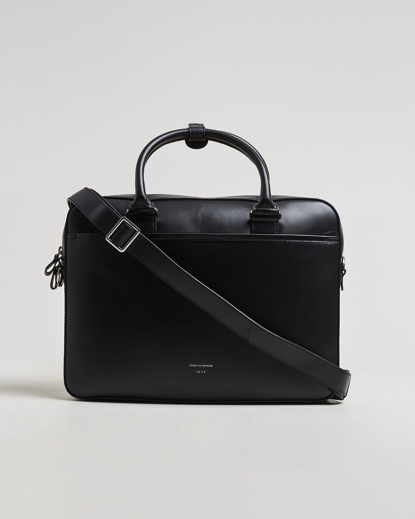 Tiger of Sweden Bosun Smooth Leather Briefcase Black – Svart