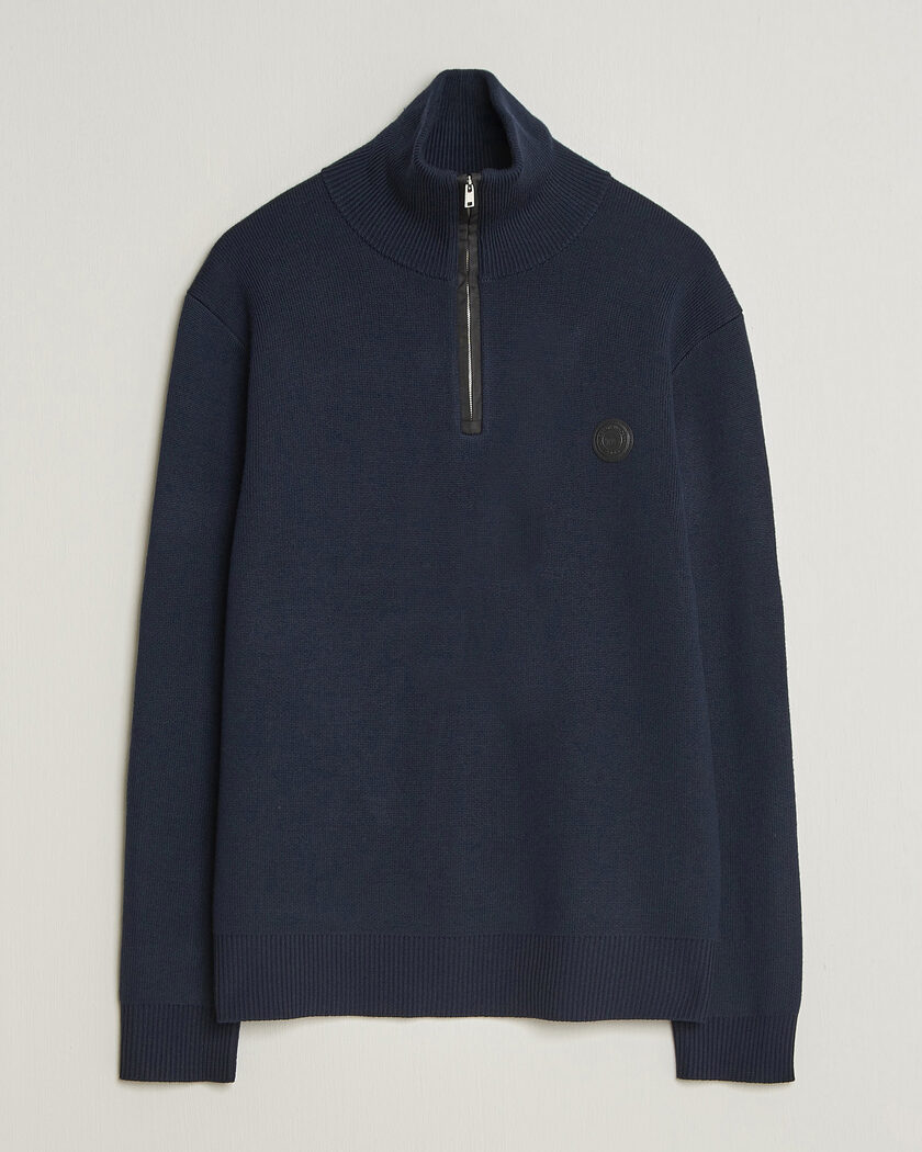 Tiger of Sweden Hamish Wool Heavy Knitted Half Zip Night Grape – Blå