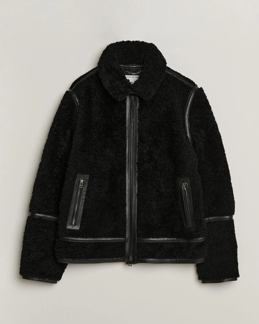 Tiger of Sweden Viggo Shearling Jacket Black – Svart