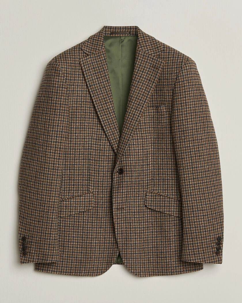 Walker Slater Edward Lambswool Puppytooth Blazer Sandstone – Beige