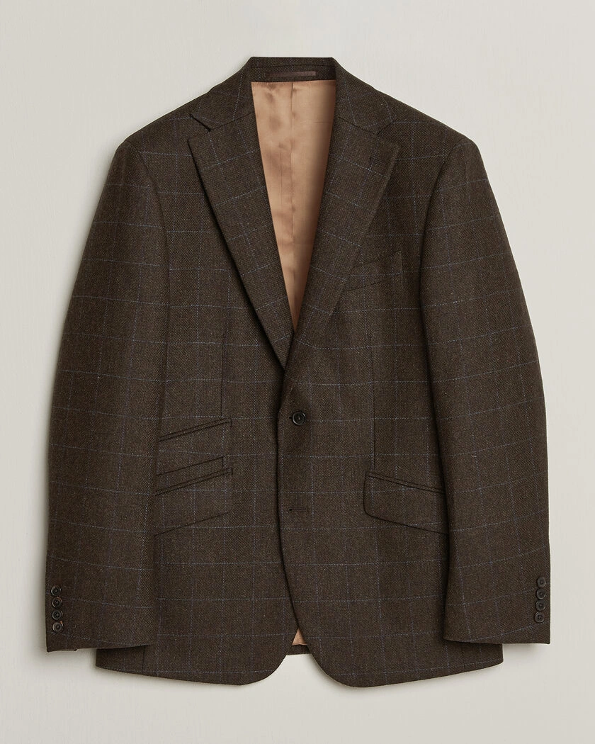 Walker Slater Edward Lambswool Windowpane Blazer Brown – Brun