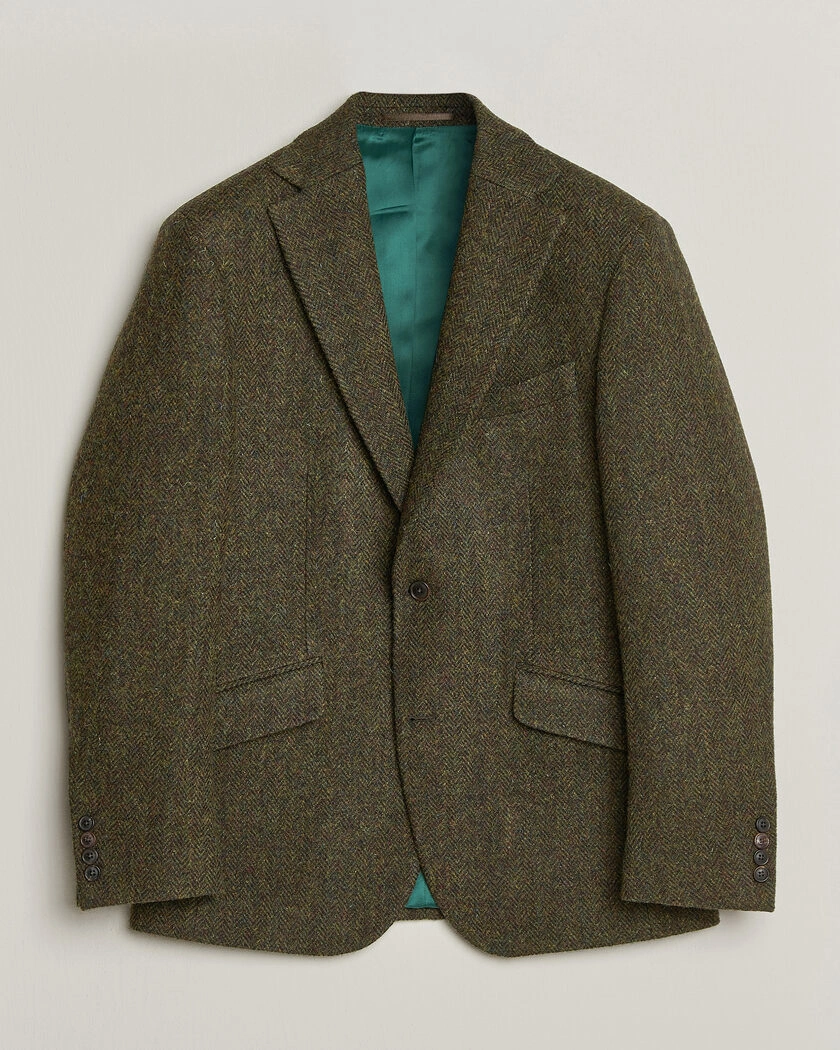 Walker Slater Edward Harris Tweed Herringbone Blazer Green – Grön