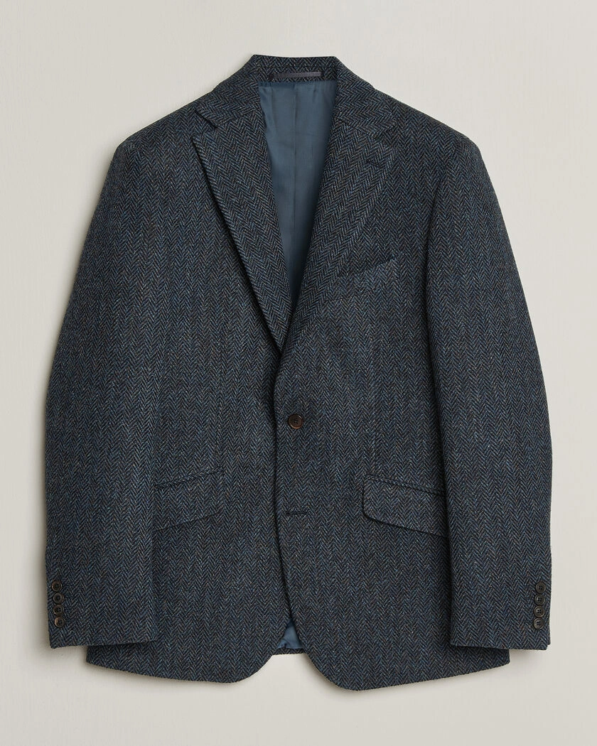 Walker Slater Edward Harris Tweed Herringbone Blazer Navy – Blå