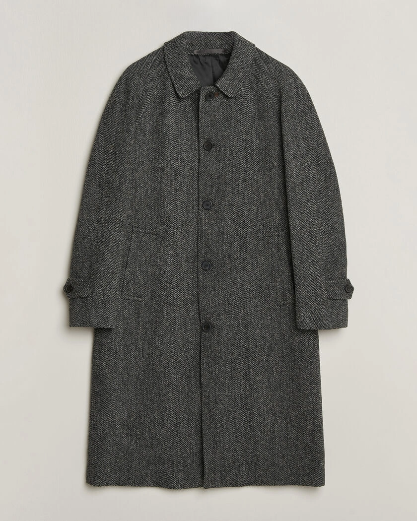 Walker Slater Sherlock Harris Tweed Herringbone Coat Charcoal – Grå
