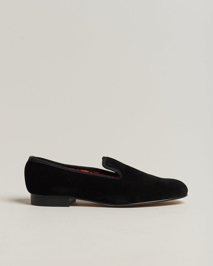 Bowhill & Elliott Plain Albert Pump Black Velvet – Blå