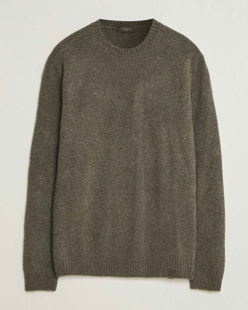 Zanone Wool Boucle Crew Neck Forest Green – Grön