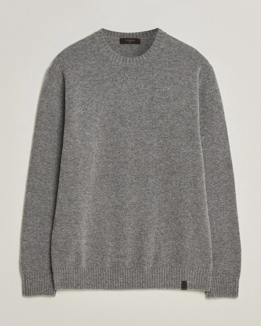 Zanone Wool Boucle Crew Neck Grey Melange – Grå