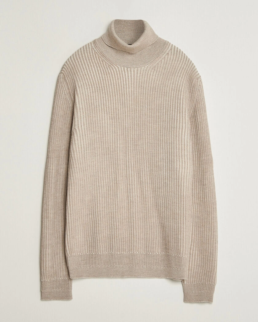 Zanone Fishermans Rib Rollneck Beige – Beige