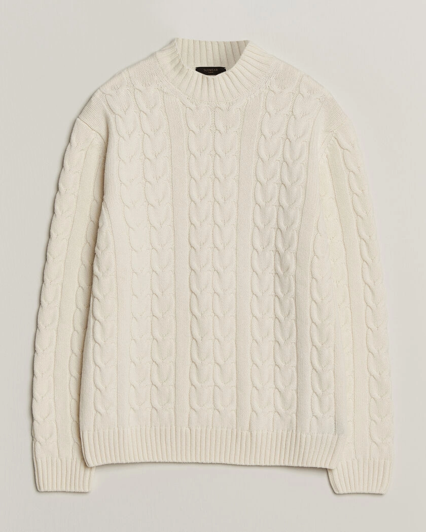 Zanone Double Cable Crew Neck Latte – Vit