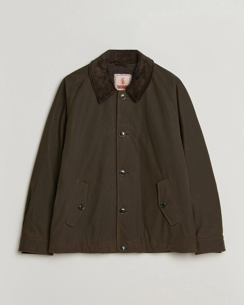 Baracuta Waxed Sherling Lined Deck Jacket Deep Moss – Grön