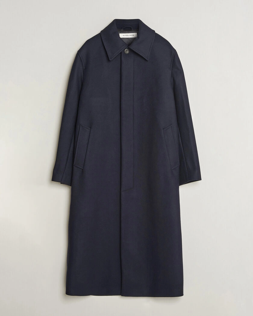 Sunflower Wool Blend Winter Coat Navy – Blå