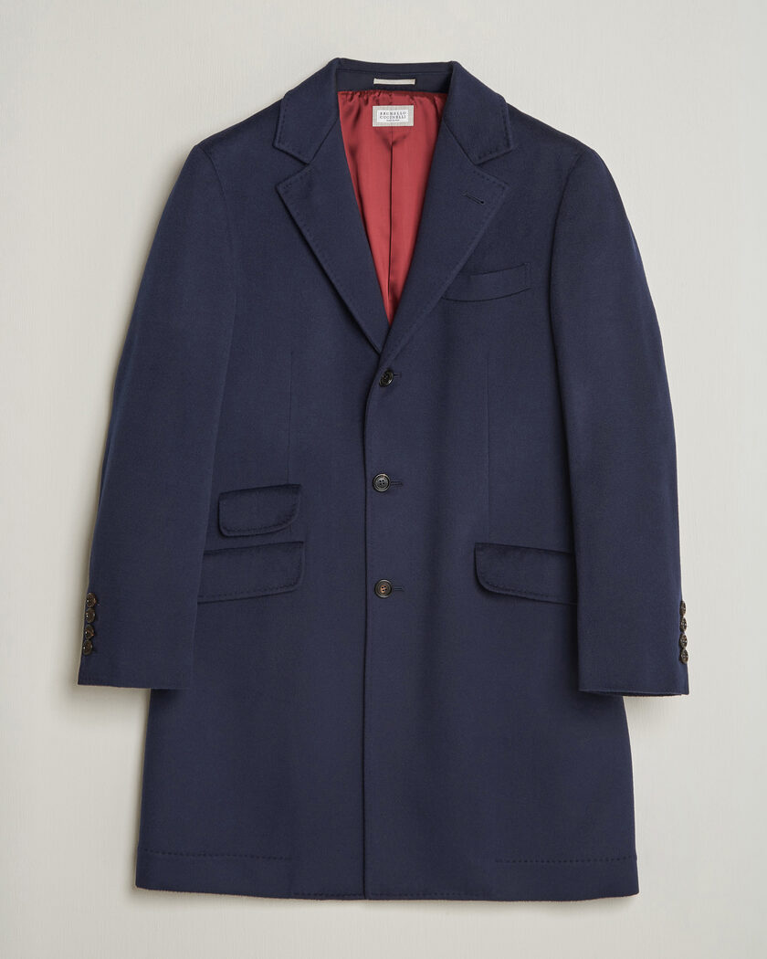 Brunello Cucinelli Soft Wool Coat Navy – Blå