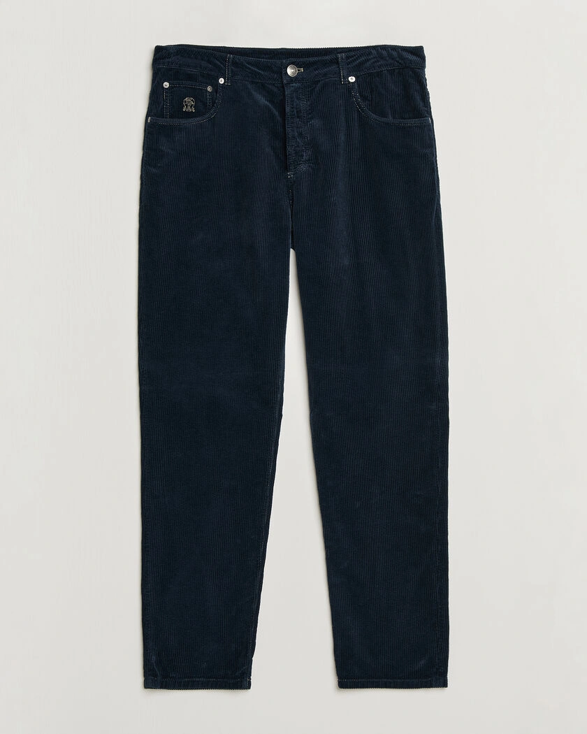 Brunello Cucinelli Leisure Fit Corduroy 5-Pocket Pants Navy – Blå