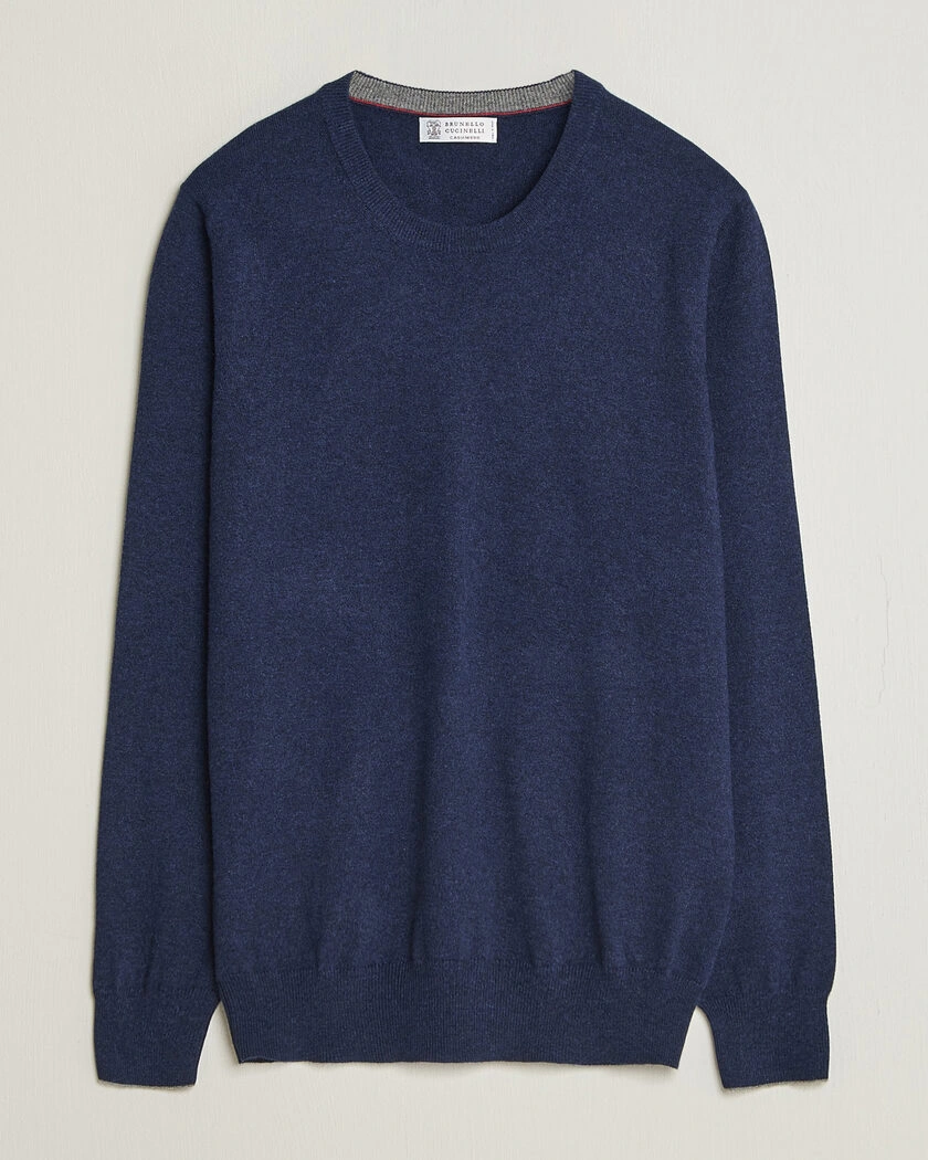 Brunello Cucinelli 2 Ply Cashmere Pullover Marine – Blå