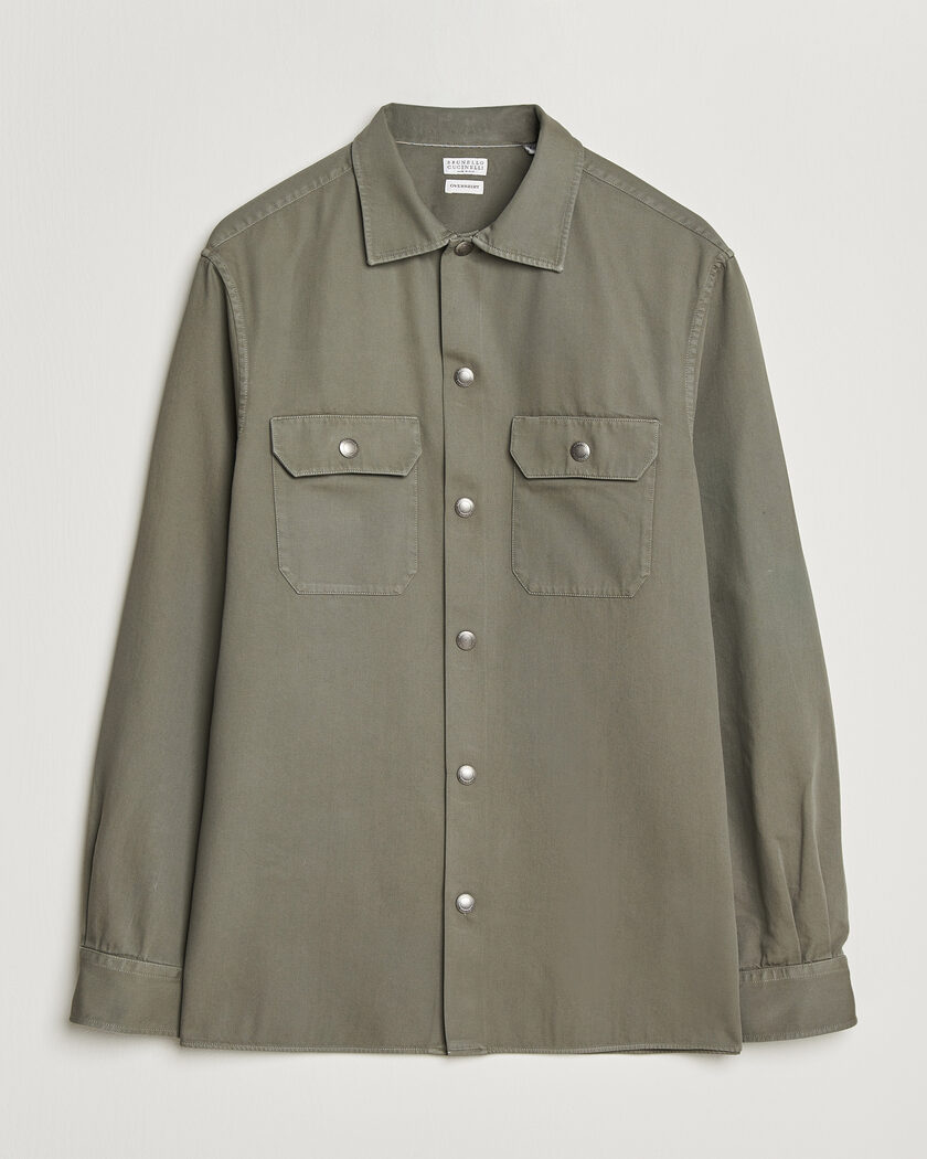 Brunello Cucinelli Twill Cotton Overshirt Olive – Grön