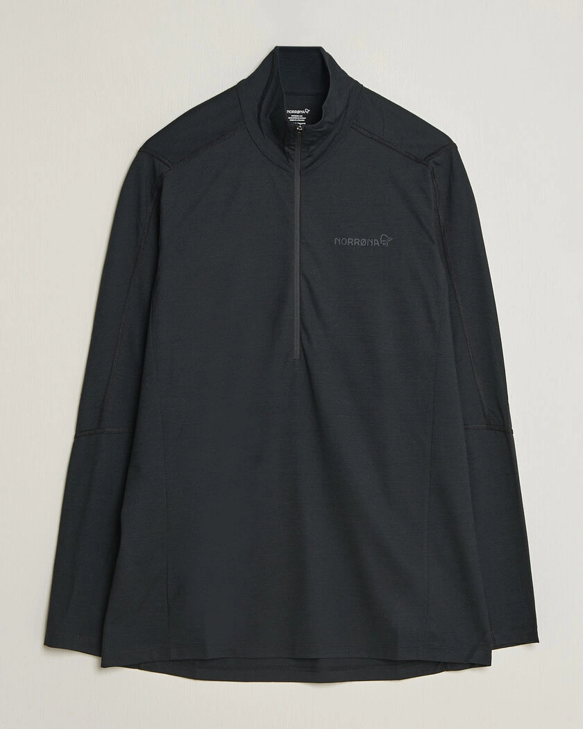 Norrøna Falketind Equalizer Wool Zip Neck Caviar Black – Svart