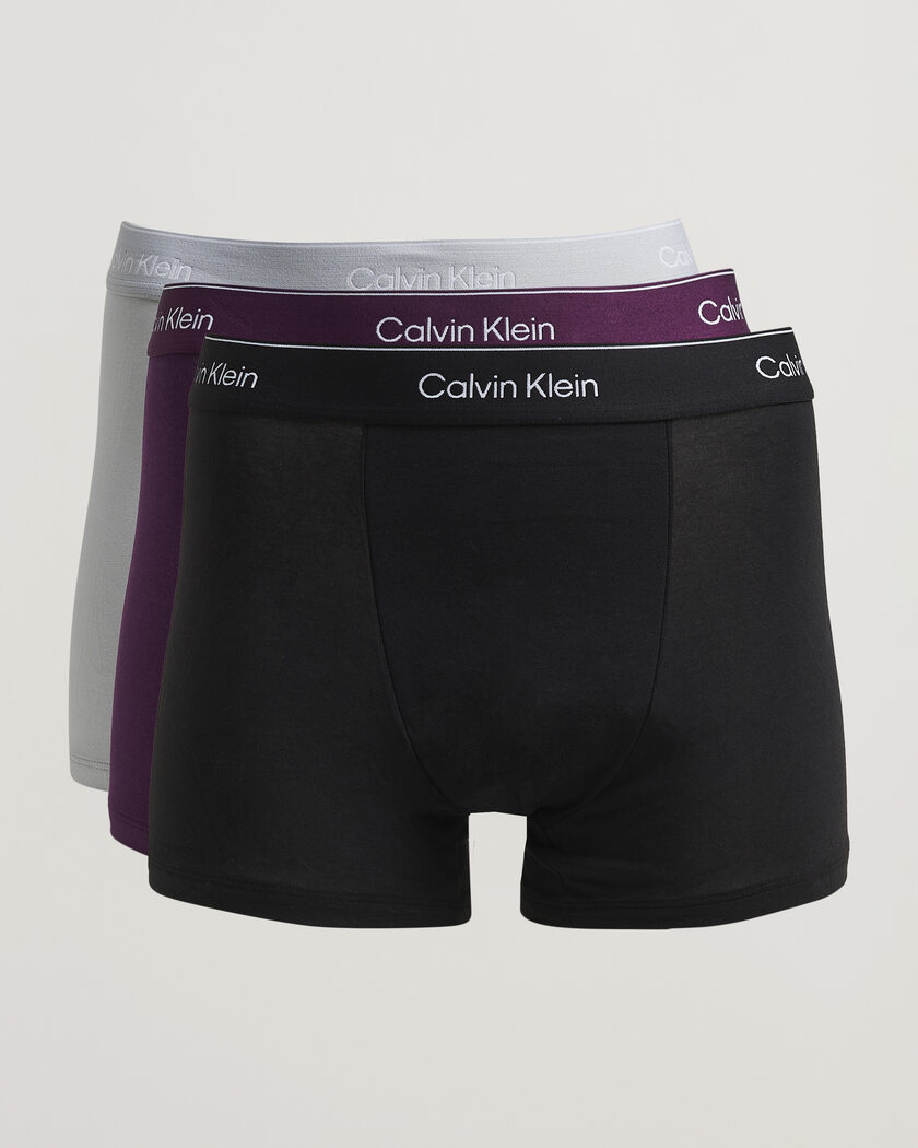 Calvin Klein 3-Pack Icon Cotton Stretch Relaxed Trunk Black/Grey/Purple – Flerfärgad