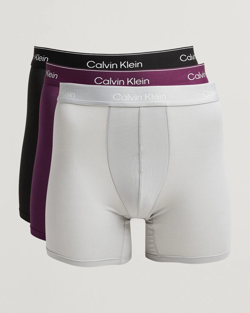 Calvin Klein 3-Pack Icon Cotton Stretch Boxer Brief Black/Grey/Purple – Flerfärgad