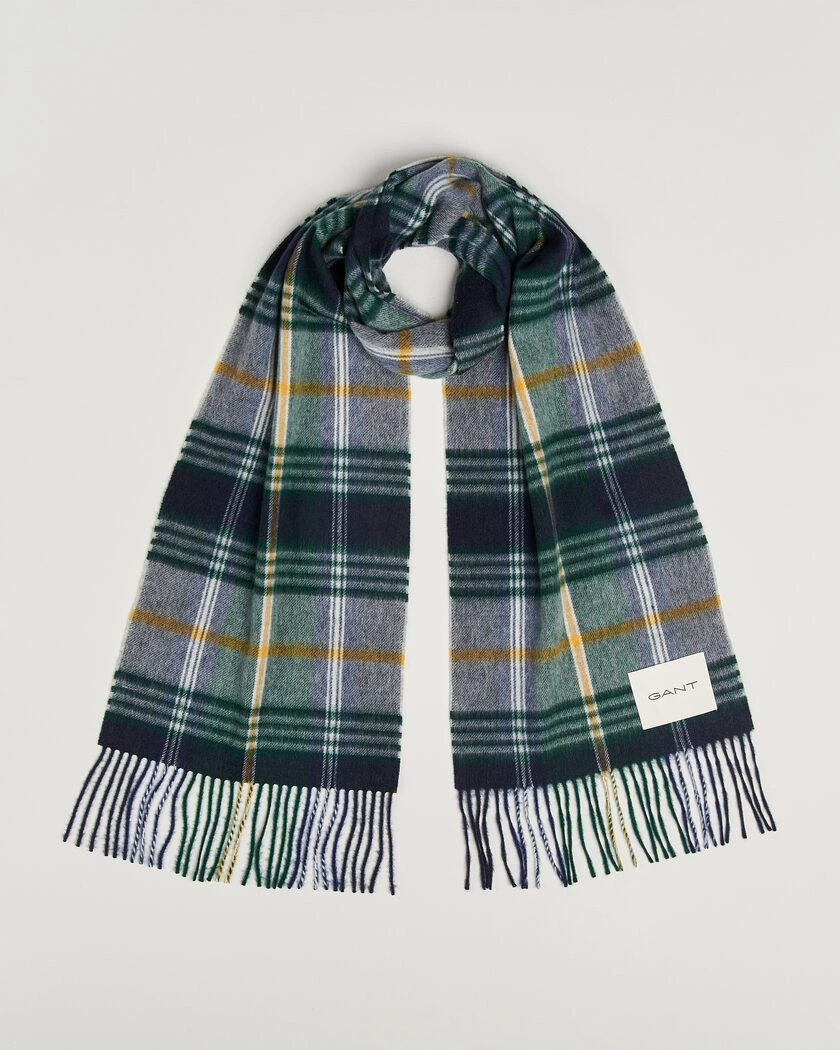 Gant Checked Wool Scarf Marine – Flerfärgad