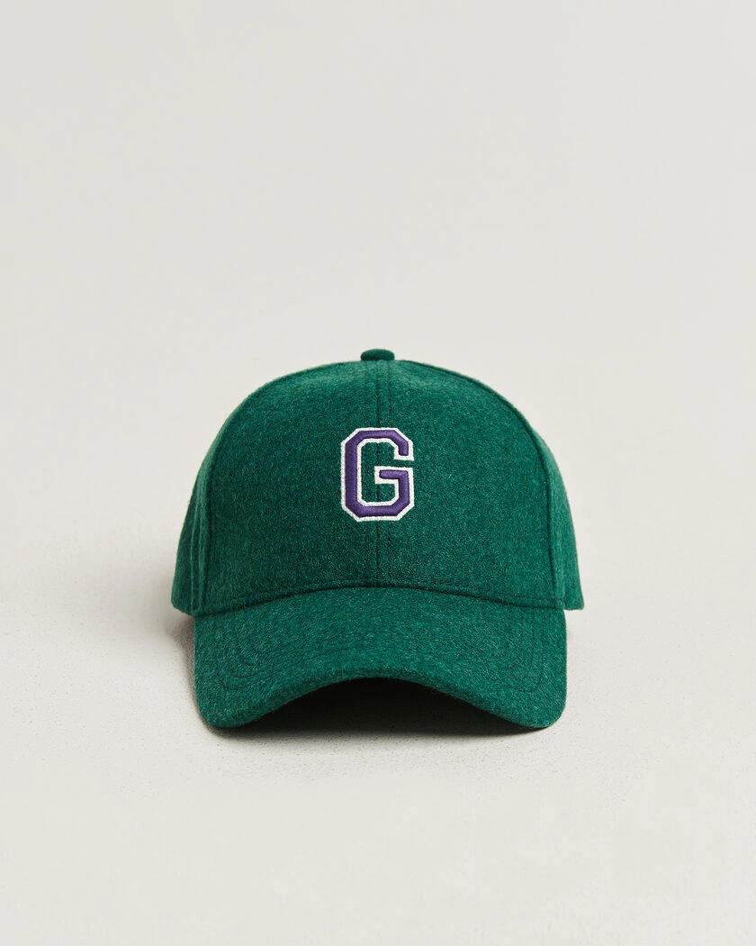 Gant G Badge Wool Melton Cap Dark Emerald – Grön