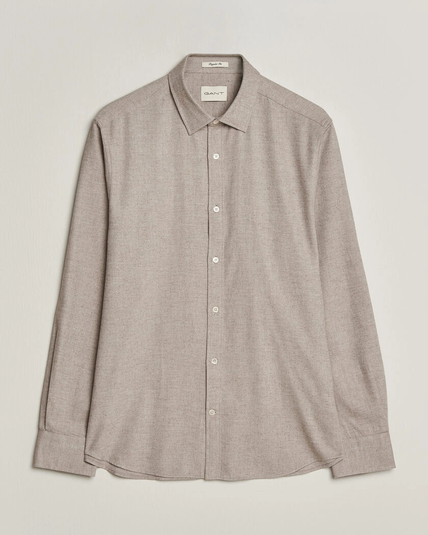 Gant Regular Fit Flannel Shirt Light Brown Melange – Beige