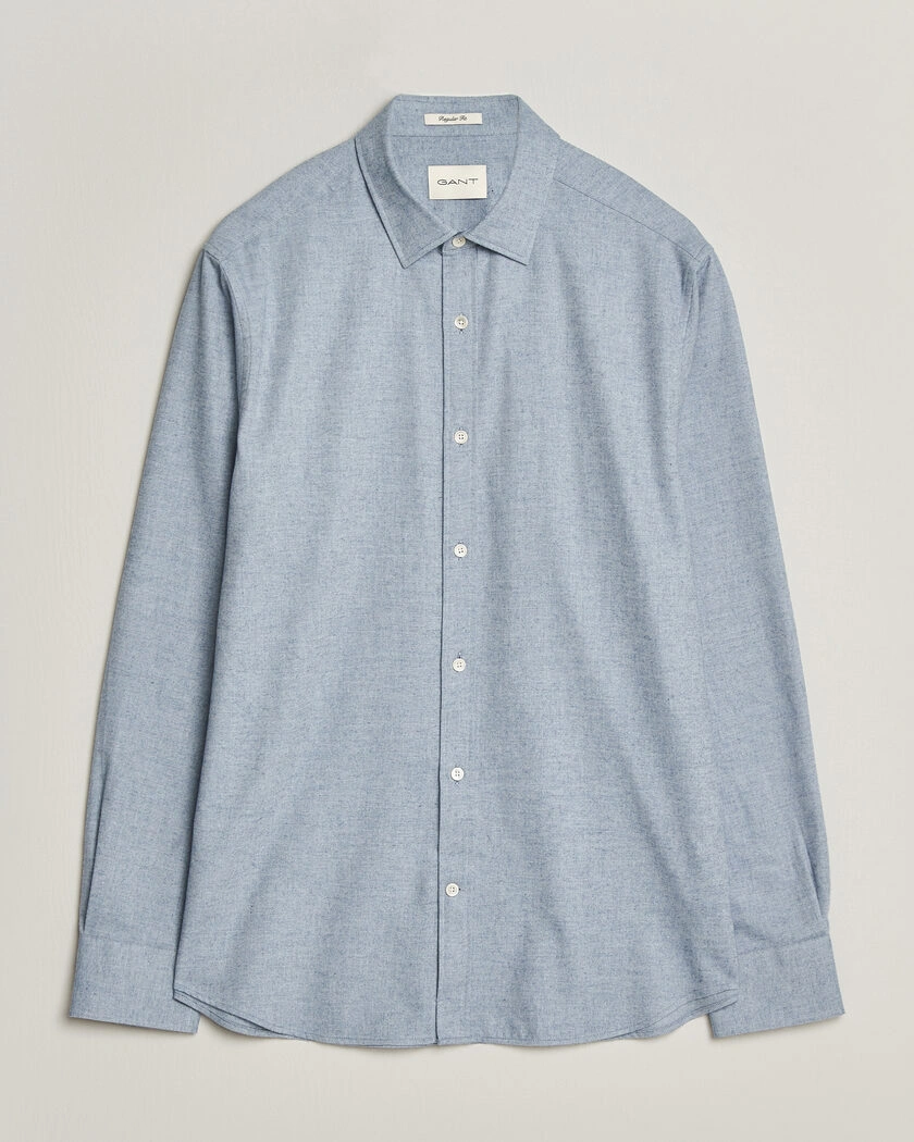 Gant Regular Fit Flannel Shirt Light Blue Melange – Blå