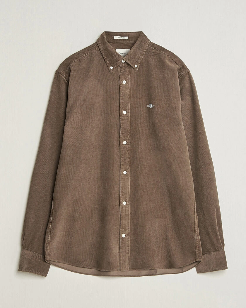 Gant Regular Fit Corduroy Shirt Faded Taupe – Brun