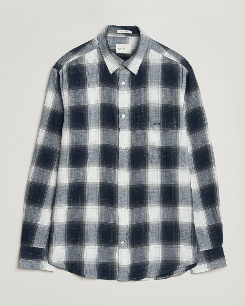 Gant Regular Fit Windblown Flannel Checked Shirt Evening Blue – Blå
